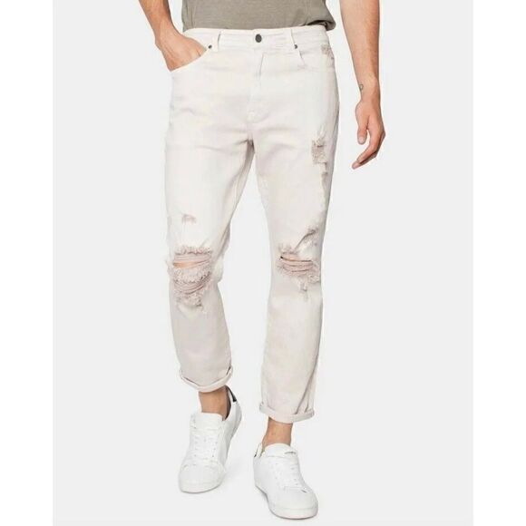 NWT Zeegeewhy ZGY Whatever Crop Slim Tapered Relaxed Distressed Skinny Jeans - Picture 1 of 16